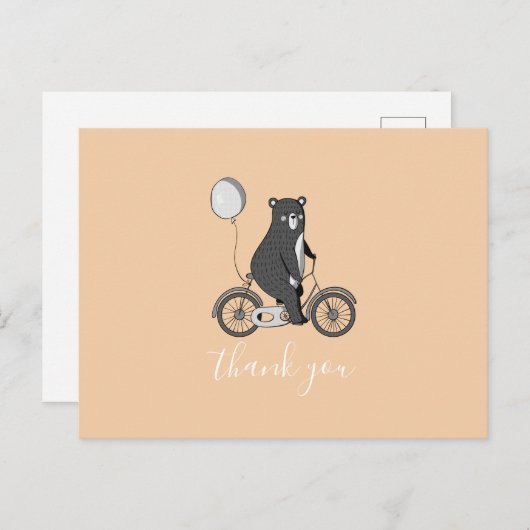 ミニマリストYoに登場する、かわいいスカンジナビア感謝していベア ポストカード (正面/裏面)