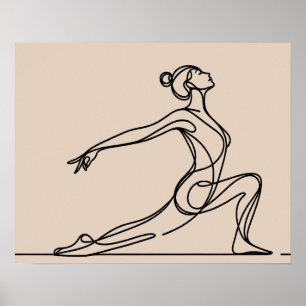 ミニマリストYoga Girl - Line Art ポスター