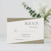 ミニマリストzenオリーブグリーンストライプグレーのRSVP 招待状 (スタンド正面)