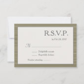 ミニマリストzenオリーブグリーンストライプグレーのRSVP 招待状 (正面)