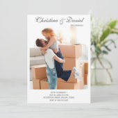 ミニマリスパーソナライズされたトフォト婚約パーティ 招待状 (スタンド正面)