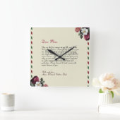 ミニマリスパーソナライズされたトラブレター手書き スクエア壁時計 (ホーム)