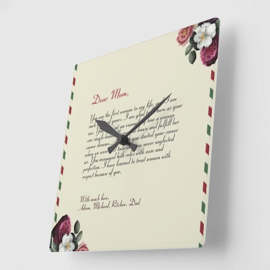 ミニマリスパーソナライズされたトラブレター手書き スクエア壁時計 (傾斜)