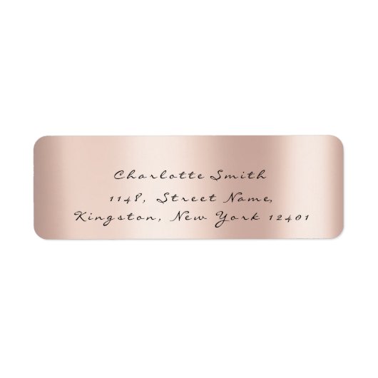 ミニマリスピンクローズブラック赤面RSVP エレガント ラベル (正面)