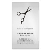 ミニマリスフェイクトシルバーブラックシザー美容師 マグネット名刺 (正面縦)