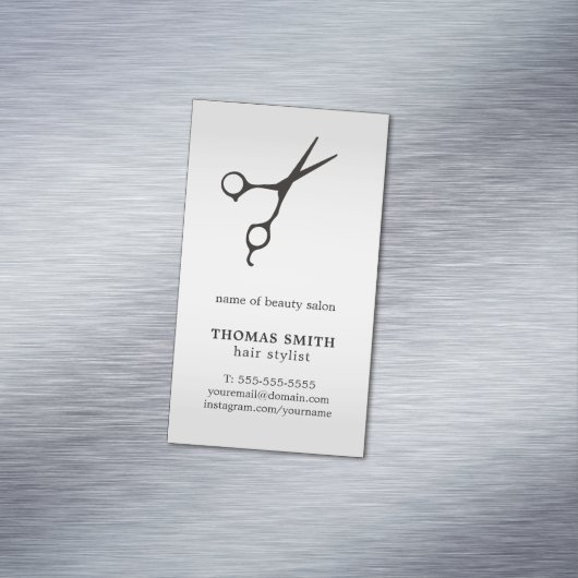 ミニマリスフェイクトシルバーブラックシザー美容師 マグネット名刺 (インサイチュ)
