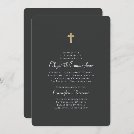 ミニマリスフェイクト、金ゴールドクロス追悼式 招待状 (正面/裏面)