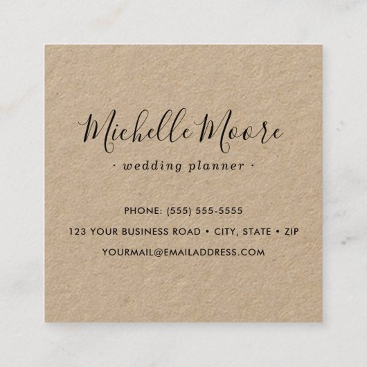 ミニマリスフェミニントの田舎のクラフト紙 スクエア名刺 (裏面)