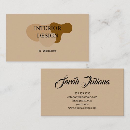 ミニマリスベージュ内装デザイン 名刺 (正面/裏面)