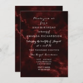 ミニマリスマルーンブルガンディーマーブルイベント抽象芸術 招待状 (正面/裏面)