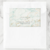 ミニマリスミントグリーン金ゴールドグレーマーブルビップ 長方形シール (バッグ)