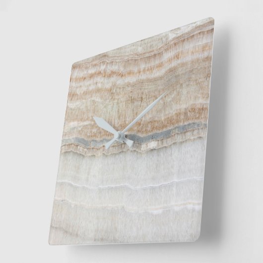 ミニマリスモダントのシックベージュタンの白い灰色大理石 スクエア壁時計 (傾斜)