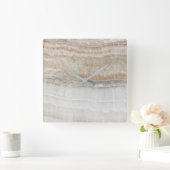 ミニマリスモダントのシックベージュタンの白い灰色大理石 スクエア壁時計 (ホーム)