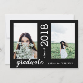 ミニマリスモダントの卒業2枚の写真|黒 招待状