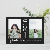 ミニマリスモダントの卒業2枚の写真|黒 招待状 (スタンド正面)