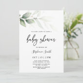 ミニマリスモダントの緑のベビーシャワー 招待状 (スタンド正面)
