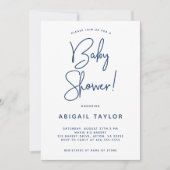 ミニマリスモダントネービーブルーベビーシャワー招待状 招待状 (正面)