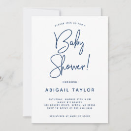 ミニマリスモダントネービーブルーベビーシャワー招待状 招待状