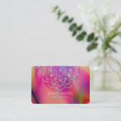 ミニマリスモダントバラ金ゴールドロータスヨガインストラクター 名刺 (スタンド正面)