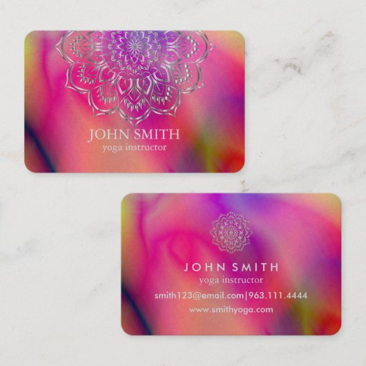 ミニマリスモダントバラ金ゴールドロータスヨガインストラクター 名刺 (正面/裏面)