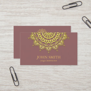 ミニマリスモダントバラ金ゴールドロータスヨガインストラクター 名刺