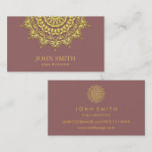 ミニマリスモダントバラ金ゴールドロータスヨガインストラクター 名刺 (正面/裏面)