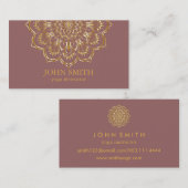 ミニマリスモダントバラ金ゴールドロータスヨガインストラクター 名刺 (正面/裏面)