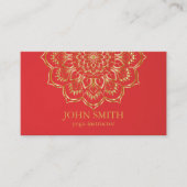 ミニマリスモダントバラ金ゴールドロータスヨガインストラクター 名刺 (正面)