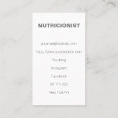ミニマリスモダントフォトカエレガントラー栄養士 名刺 (裏面)