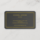 ミニマリスモダントブラックアンド金ゴールドムスタッシュ理容師 名刺 (裏面)