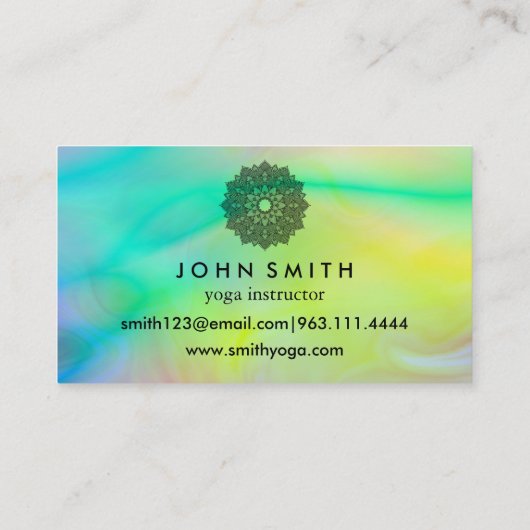 ミニマリスモダントホログラフロータスヨガインストラクター 名刺 (裏面)