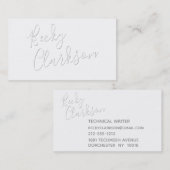 ミニマリスモダントホワイトシャドウ手書きスクリプト 名刺 (正面/裏面)