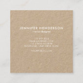 ミニマリスモダントホワイト粗野クラフトプロフェッショナル スクエア名刺 (裏面)