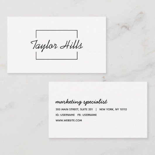 ミニマリスモダントボックス線枠モノクロ 名刺 (正面/裏面)