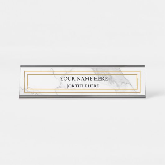 ミニマリスモダントマーブルカスタム机用ネームプレート デスクネームプレート (正面)