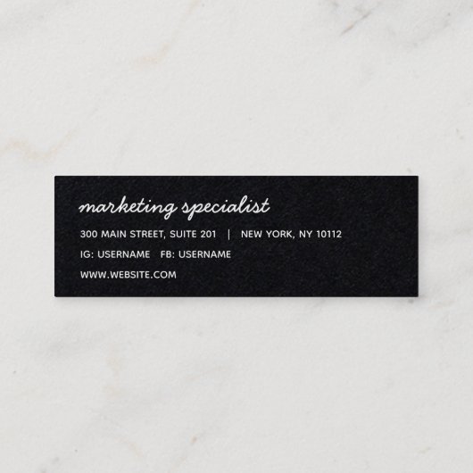 ミニマリスモダントラインネームブラッククラフト スキニー名刺 (裏面)