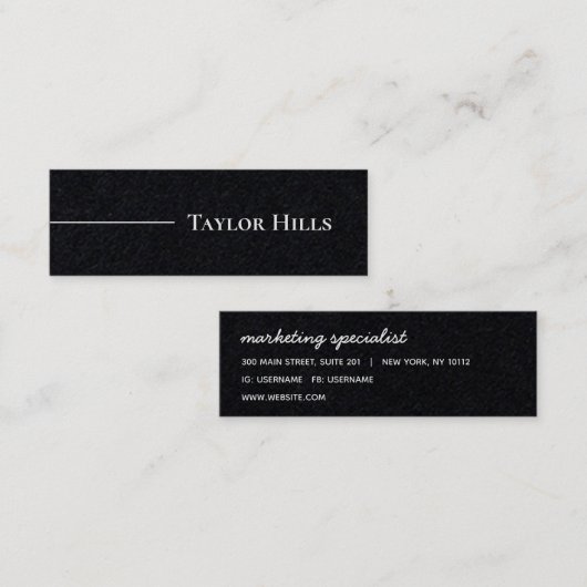 ミニマリスモダントラインネームブラッククラフト スキニー名刺 (正面/裏面)