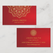 ミニマリスモダントレッド金ゴールドロータスヨガインストラクター 名刺 (正面/裏面)