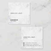 ミニマリスモダント大理石ダークグレーソーシャルメディア スクエア名刺 (正面/裏面)