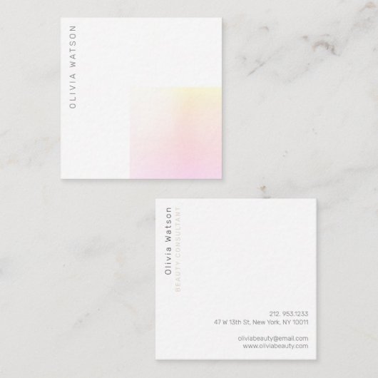 ミニマリスモダント抽象芸術グラデーションピンクの四角 スクエア名刺 (正面/裏面)