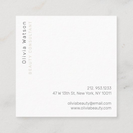 ミニマリスモダント抽象芸術グラデーションピンクの四角 スクエア名刺 (裏面)