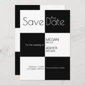 ミニマリスモダント白黒ピンストリペス セーブザデート (正面/裏面)