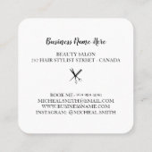 ミニマリスモダント鋏ブランディング美容師 スクエア名刺 (裏面)