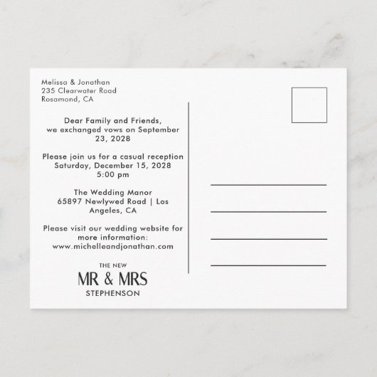 ミニマリスモダント2枚の写真発表を行った ポストカード (裏面)