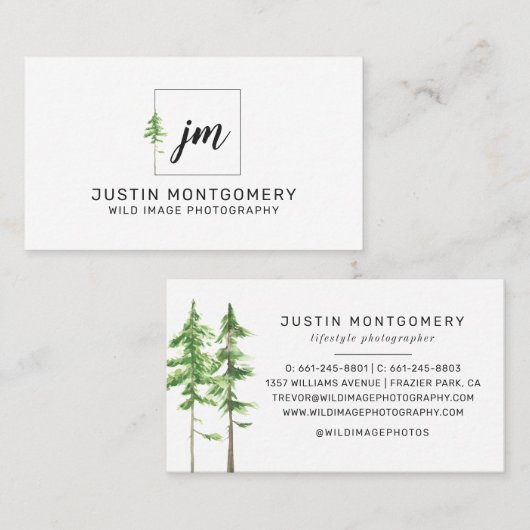 ミニマリス素朴トウォーターカラーパインズビジネス 名刺 (正面/裏面)