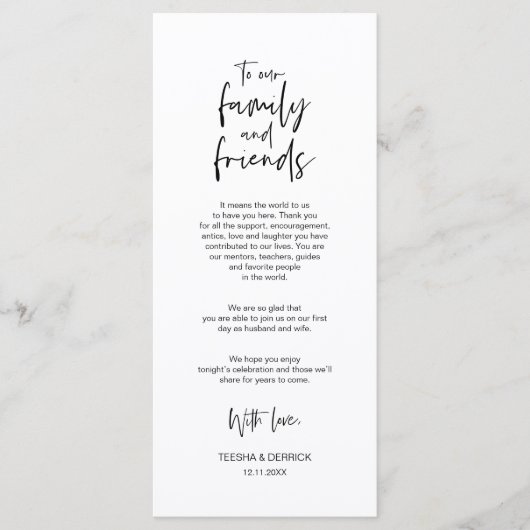 ミニマリス結婚トの場所設定サンキューカード プログラム (正面)