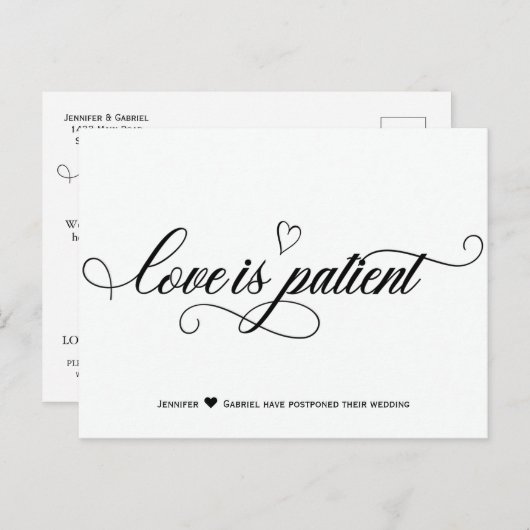 ミニマリス結婚トの愛が延期される 案内ポストカード (正面/裏面)