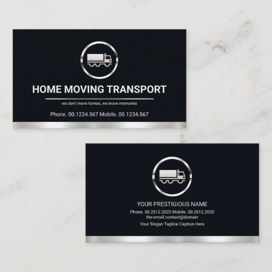 ミニマリス縁どト銀線トラック輸送 名刺 (正面/裏面)