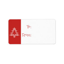 ミニマリス赤と白トクリスマスツリー贈与ラベル