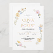 ミニマリズムと花結婚式招待状 シーズンカード (正面/裏面)